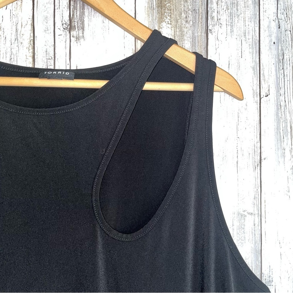 Torrid Black Asymmetrical Cutout Tank 3X Plus High Neck Sleeveless Minimalist - Picture 3 of 7